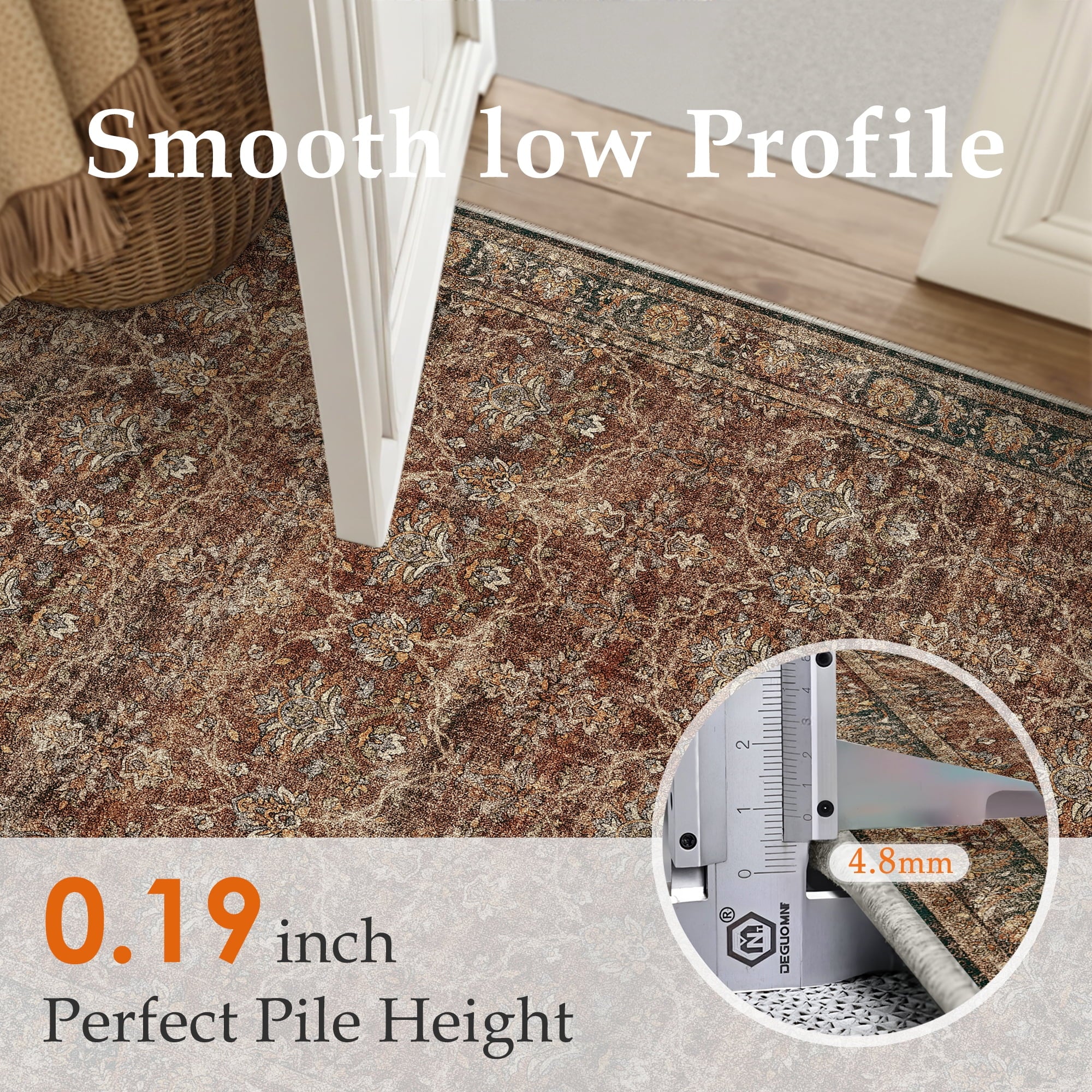 WIPONKEN 5x7 Area Rugs for Living Room Bedroom Dining Room Office Farmhouse, Machine Washable Non Slip Vintange Persia Rug