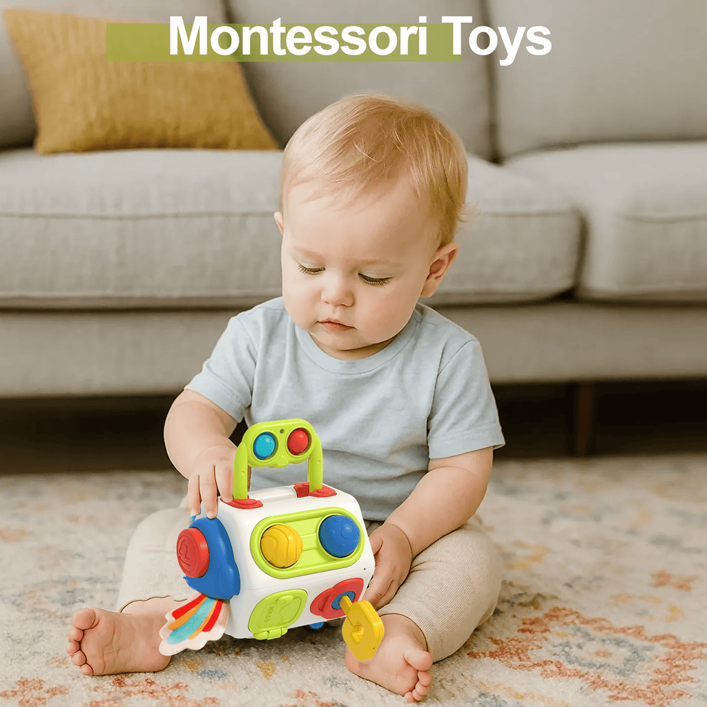 FRESHE Toddlers Toys, 10 in 1 Activity Cube, Montessori Toys for 1 Year Old, Multi-Functional Baby Sensory Toy, Learning Fine Motor Skills