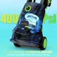 4000 PSI Electric Pressure Washer Max 2.6 GPM Power Washer with Adjustable Nozzle 0-120°,Foam Cannon 35FT Power Cord 20FT Hose for Car Garden Yard Hom