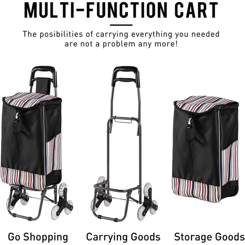 DNXNIAIFY no5061025 Folding Shopping Cart Grocery Wagon with Stair Climbing Wheels Red