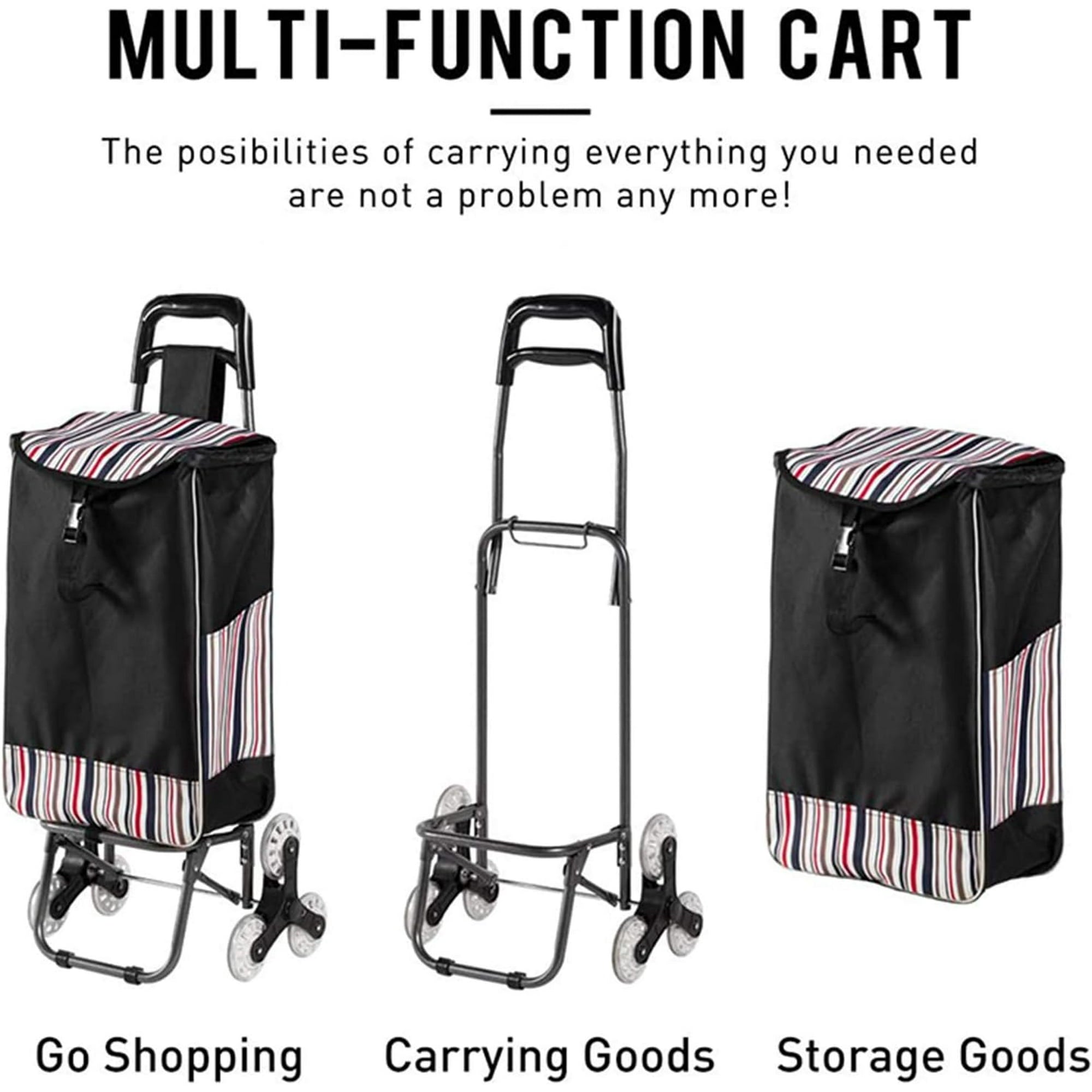 DNXNIAIFY no5061025 Folding Shopping Cart Grocery Wagon with Stair Climbing Wheels Red