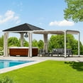 ModernShade 10'x20' Pergola Hybrid Gazebo with Adjustable Shade Fabric,Hardtop Roof,Privacy Curtains,Black and White