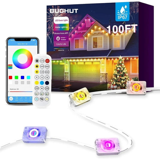 100ft Permanent Outdoor Lights, RGB+IC Eaves Lights with 60 LED Lights,App Control Remote,IP67 Waterproof Outside String Light for Christmas, Holiday Decor, House Roof Eternity Lighting