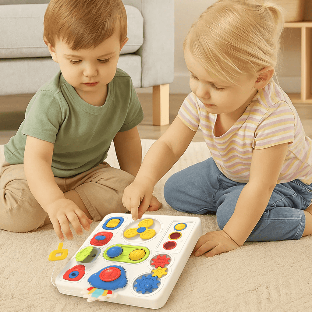 Busy Board for 1 Year Old, Toddler Toys Busy Board with Light & Music, Educational Toys for Learning Fine Motor Skills, Sensory Toy for Toddlers 1-3 Years Old