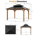Modern Shade Wood Gazebo 11' x 13', Cedar Framed Wooden Gazebo with Double Galvanized Steel Roof, Hardtop Gazebo with Sturdy Hooks for Garden, Backyard patio and Deck
