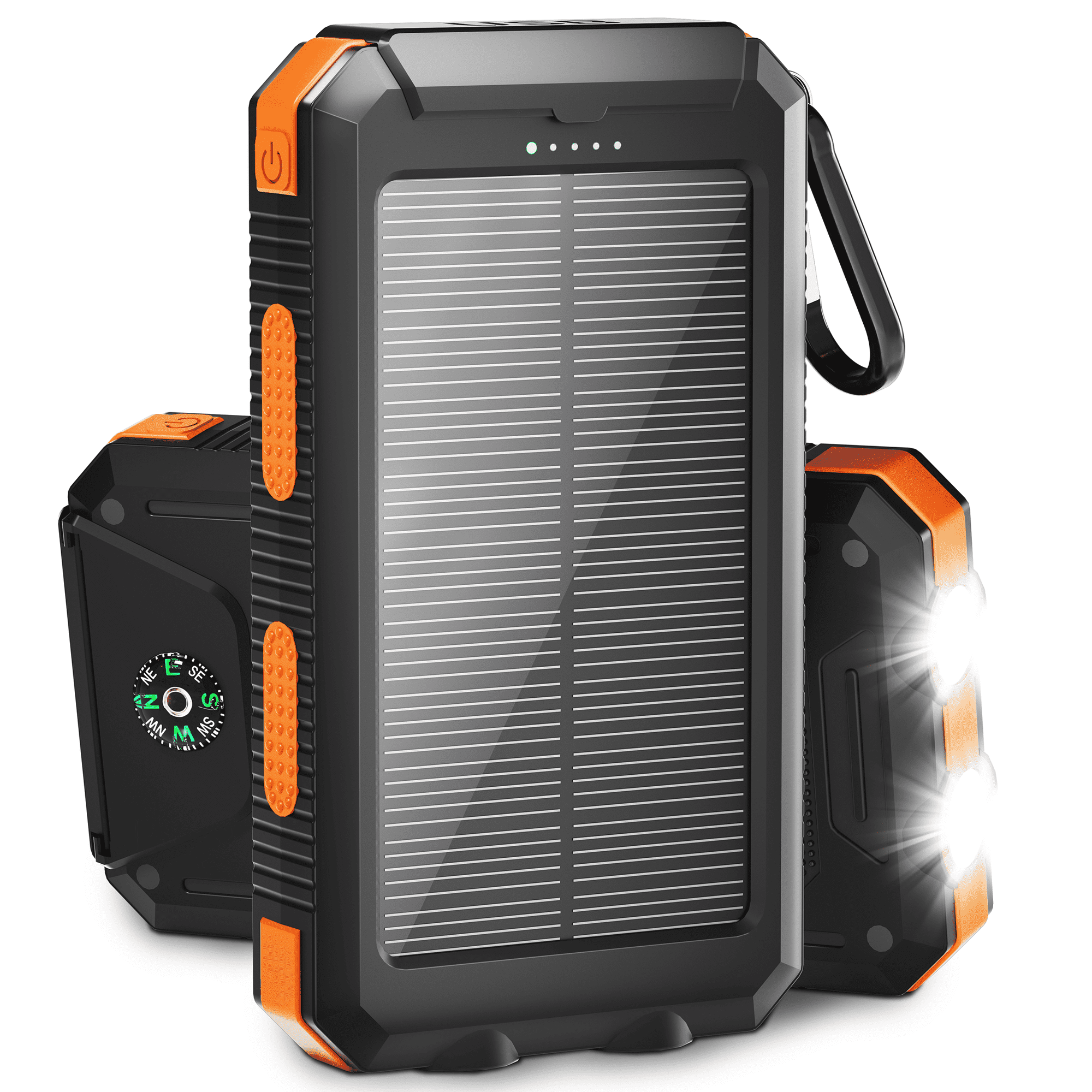 Solpowben 20000mAh Solar Power Bank Compatitble for iphone Portable Solar Power Bank with Dual 5V USB Ports 2 Flashlight Compass Battery Pack for Outdoor Camping Hiking(Orange)