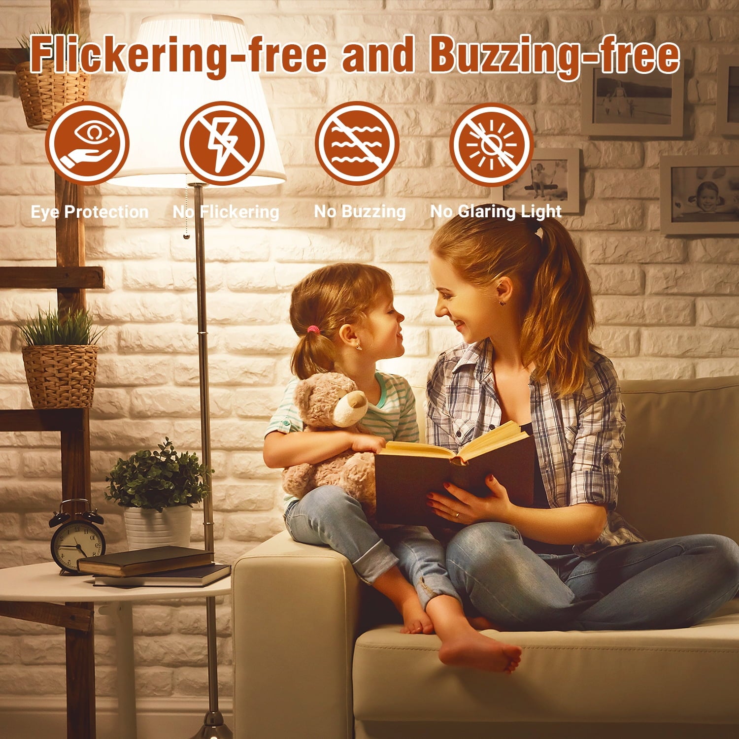 DAYBETTER A19 LED Light Bulbs, 100W Equivalent,2700K Daylight, 15W 1500 Lumens,E26 Standard Base,UL Listed,Lighting for Bedroom Living Room Home Office,4 Pack