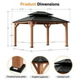 Modern Shade 11'x13'Outdoor Cedar Wood Hardtop Gazebo with Double Steel Roof, Hooks, for Backyard, Patio or Deck