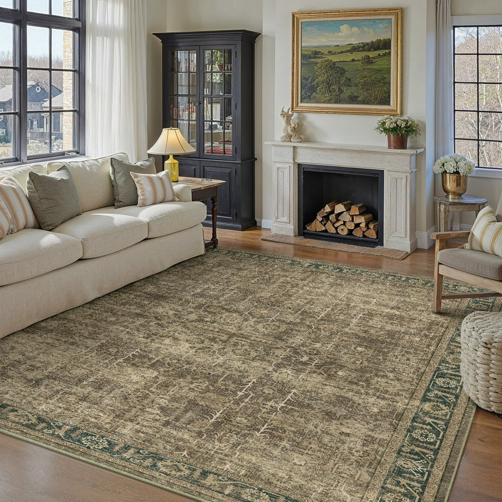 WIPONKEN 8x10 Area Rugs for Living Room Bedroom Dining Room Office Farmhouse, Machine Washable Non Slip Vintange Persia Rug