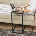 Dowellia C-Shaped Metal Side Table for Living Room and Rooms, Brown Finish