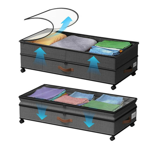 2Pack Under Bed Storage with Wheels, Large Under Bed Storage Containers, Under Bed Shoe Storage and Bins