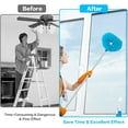 Ceiling Fan Cleaner Duster Reusable Microfiber Ceiling Fan Blade Cleaner Removable Duster with Extension Pole Adjusts 13 to 49.7 Inch for Cleaning Walls Bookshelves Furniture Door Window Top (Blue)