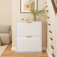 Dowellia Shoe storage cabinet with 2 flip-out drawers, Narrow shoe storage cabinet for entrance hall, Shoe storage cabinet in white wood