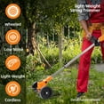 Electric Weed Wacker, Cordless String Trimmer with Wheels, 2Pcs 21V 2.0Ah Batteries, 4 Types of Blades, Adjustable Length, Weed Eater Grass Trimmer/Edger/Brush Cutter for Lawn Yard Garden