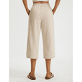 WQD Women's Capri Pants High Waisted Linen Wide Leg Trousers Summer Casual Palazzo Work Pants with Pockets