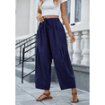 SOMER Womens Pleated Flowy Wide Leg Pants Cotton Linen Drawstring Elastic Waist Casual Loose Harem Palazzo Trousers with Pockets