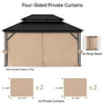 Covered Outdoor Gazebo Curtain Replacement Universal 4-Panel Sidewalls 12' x 16', Outdoor Gazebo Privacy Curtains with Zipper (Curtain Only)