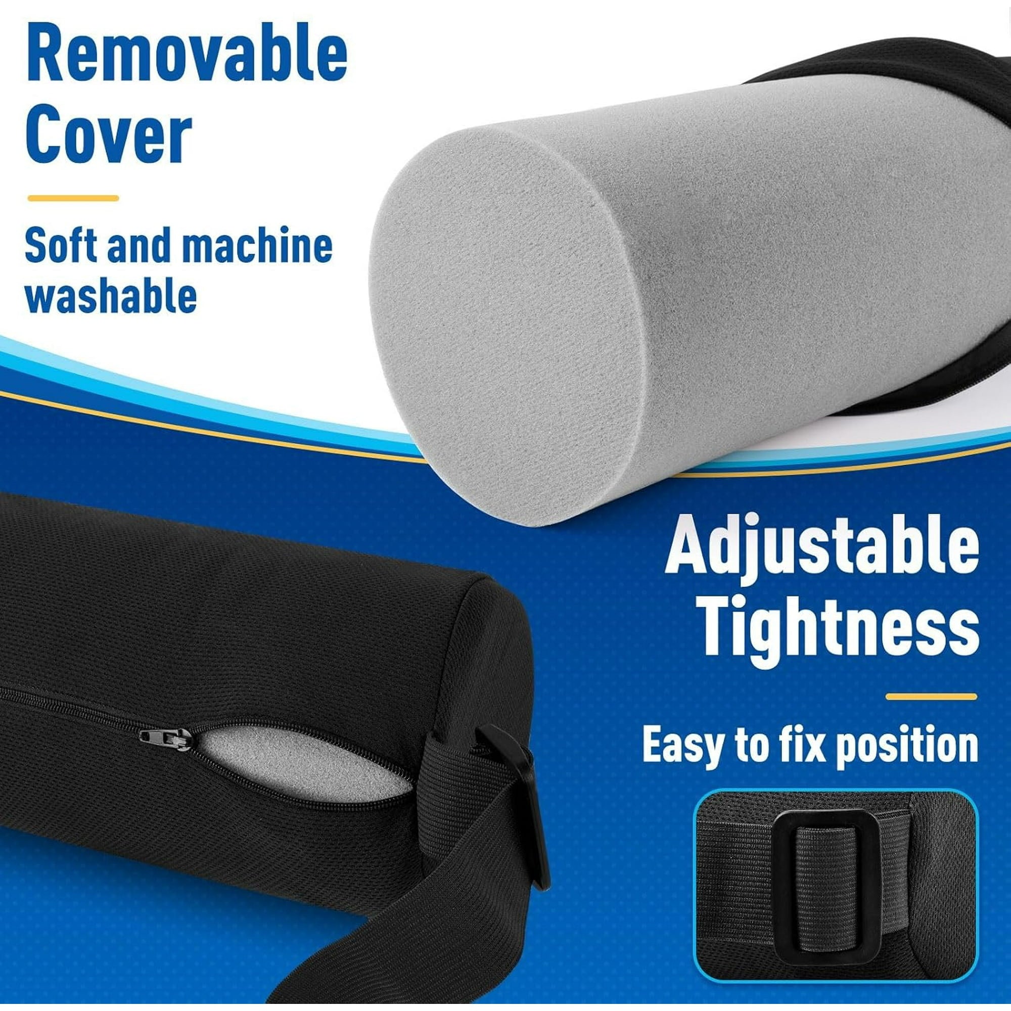 Lumbar Roll Support Pillow for Office Chair, Car, Gaming Chair, USA-Made Memory Foam Back Support Cushion with Washable Cover. The Preferred Lumbar Pillow by Physical Therapists - Standard Density