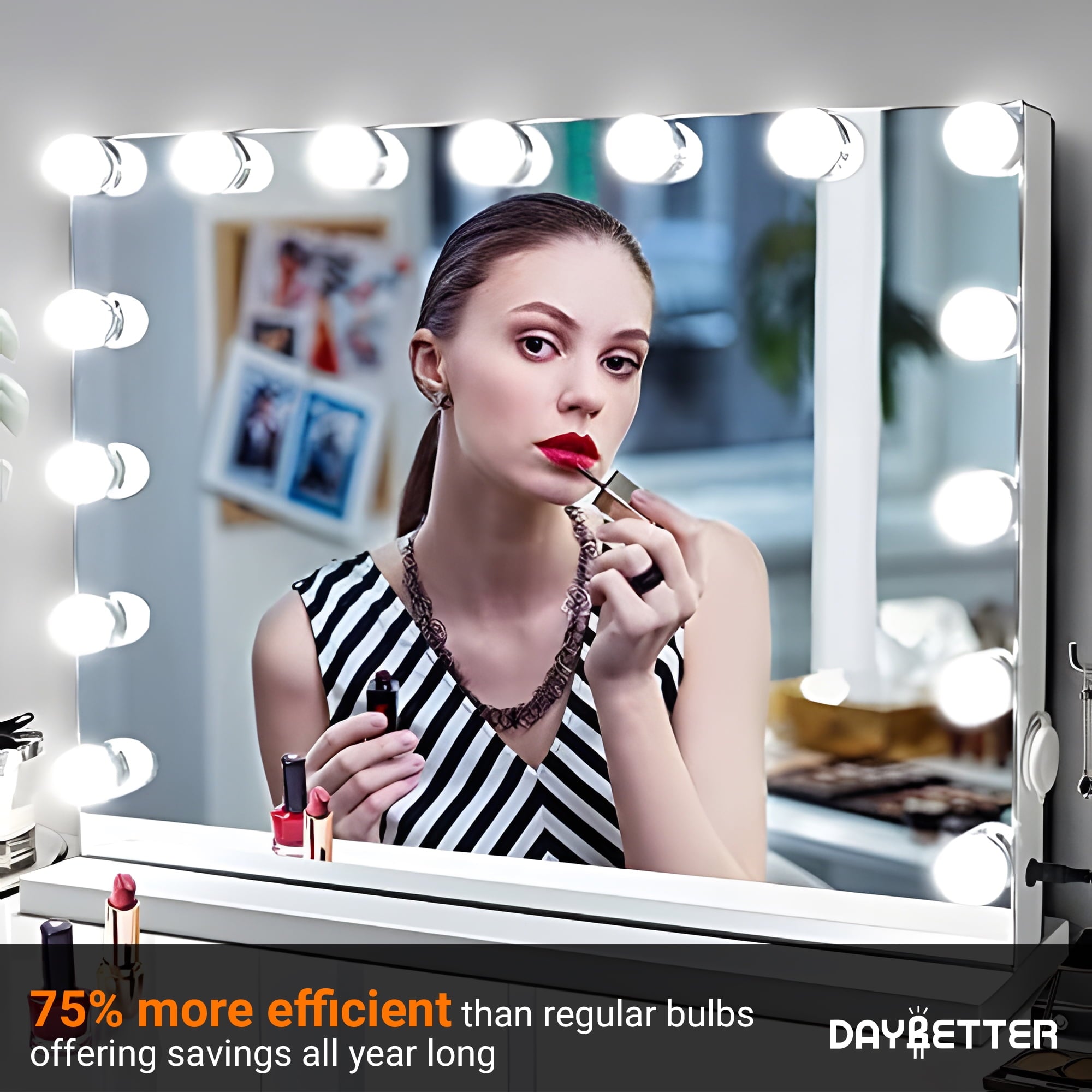 DAYBETTER G25 LED Light Bulbs, Round Light Bulbs , 40W LED Light Bulbs Equivalent, Daylight White 5000K, E26 Base, 450LM, Non-Dimmable, 4 pack.