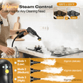 Powerful Steam Cleaner – 15s Heat-Up 2500W Handheld Steamer with 3-Level Adjustable Handle 1.6L Tank & 16 Accessories – Portable Steamer for Home, Car, Grease, Grout, Tile & Upholstery