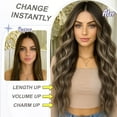 JUNGLE WAVE 20 Inch Clip in Synthetic Hair Extensions 4Pcs Light Brown Blonde Mix Wavy Curly Hairpieces for Women Thick & Natural-Looking