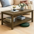 Dowellia Farmhouse Rectangle Coffee Table, Rustic Weathered Oak
