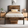 Dowellia Full Size Bed Frame with Headboard and Footboard, Metal Support, Rustic Brown