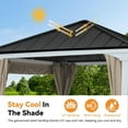 ModernShade 10'x20' Pergola Hybrid Gazebo with Adjustable Shade Fabric,Hardtop Roof,Privacy Curtains,Black and White