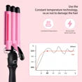 3 Barrel Curling Iron Wand, Jungle Wave 1" Ceramic Triple Barrels Hair Crimper with LCD Display, Gift for Mother's Day, Pink