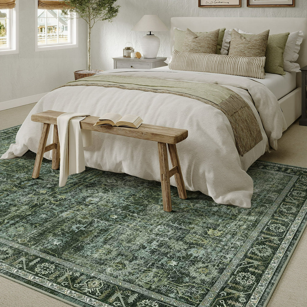 WIPONKEN 5x7 Area Rugs for Living Room Bedroom Dining Room Office Farmhouse, Machine Washable Non Slip Vintange Persia Rug