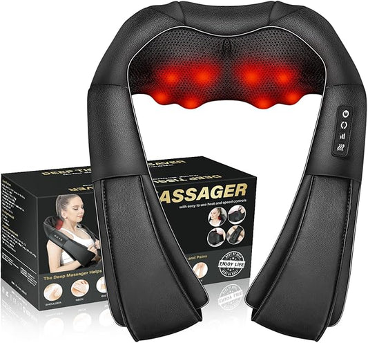 Neck Massager with Heat, Portable Neck Massager for Fatigue Relief, Electric Pulse Neck Massager with Heat, Gifts for Family & Friends