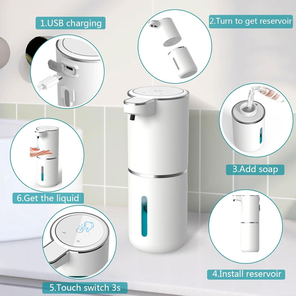 EvoFine Automatic Liquid Soap Dispenser,Touchless Hand Soap Dispenser 400ml USB Rechargeable Dispenser Electric