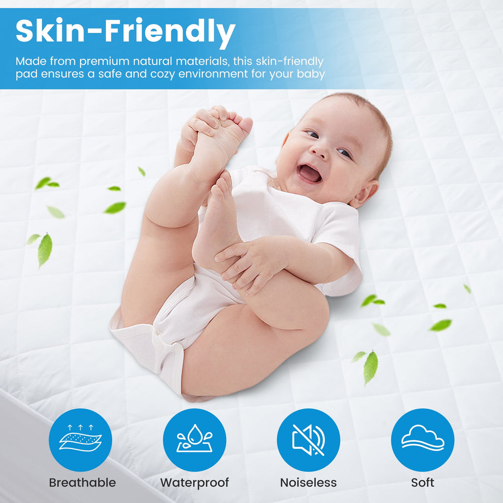 WISHEAD King Mattress Protector 100% Waterproof Mattress Topper Mattress Pad Soft Breathable Comfortable Protection，White