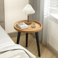 Krpimt Wood Round side Table, 16''D x 19''H End Table for Living Room Bedroom , Easy Assembly Small Table, Natural