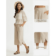 WQD Women's Capri Pants High Waisted Linen Wide Leg Trousers Summer Casual Palazzo Work Pants with Pockets