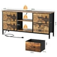 Dowellia Living Room 43-inch TV Stand with Electrical Outlet and 4 Fabric Cabinets, Brown wooden panel