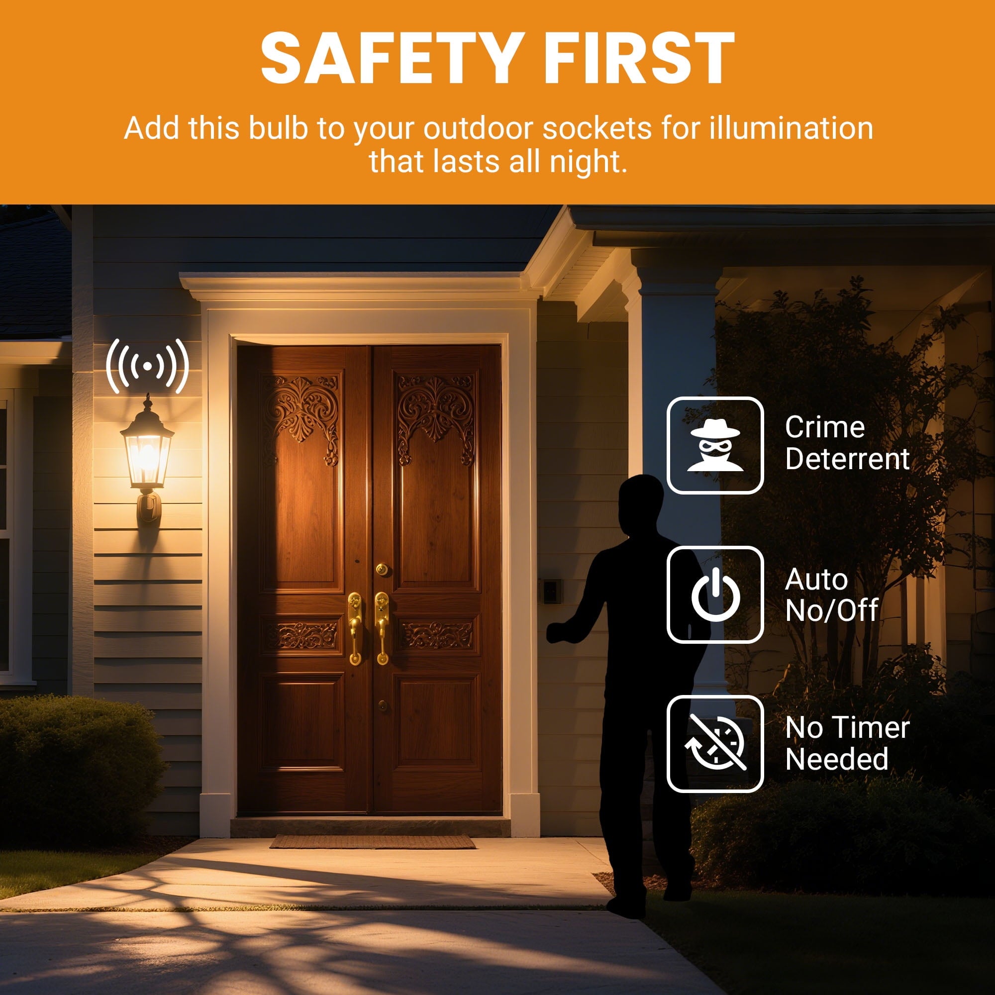 DAYBETTER Dusk to Dawn Light Bulbs Outdoor 60 Watt Equivalent, Automatic On/Off Sensor LED Light Bulb, 9W Soft White 2700K, 800Lumen, A19 E26 Bulbs,4pack.