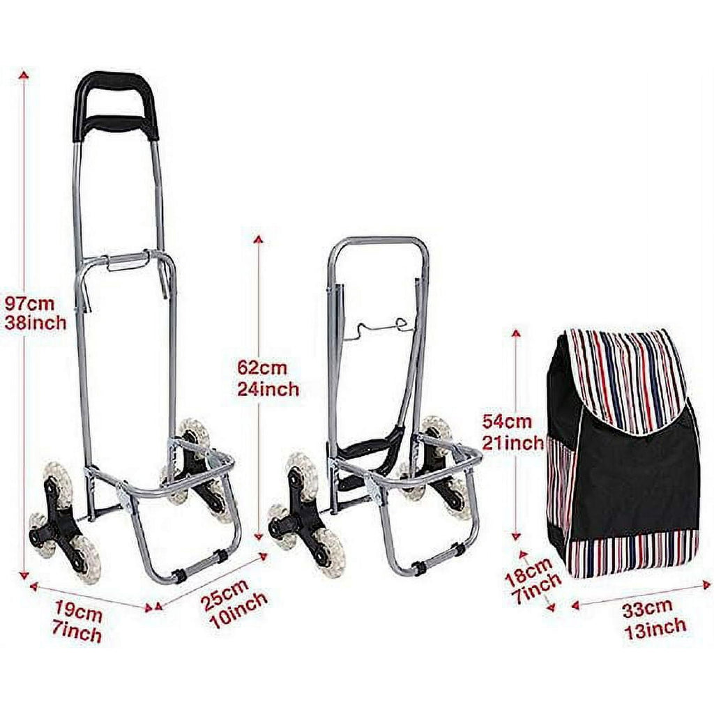 DNXNIAIFY no5061025 Folding Shopping Cart Grocery Wagon with Stair Climbing Wheels Red