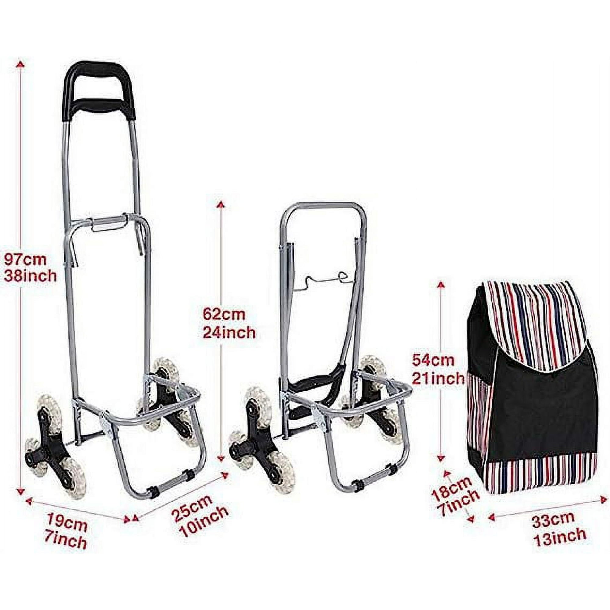 DNXNIAIFY no5061025 Folding Shopping Cart Grocery Wagon with Stair Climbing Wheels Red