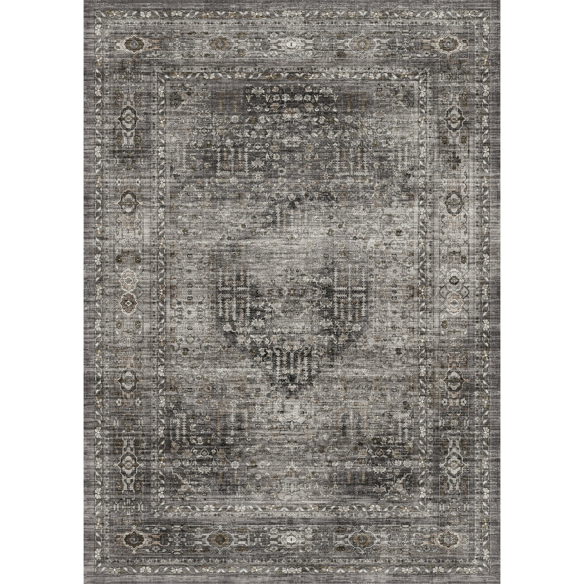 BERTHMEER 8'x10' Area Rugs for Living Room Bedroom Vintage Brown Carpets Kitchen Office Machine Washable Farmhouse Dining Room Oriental Rugs Non Slip Traditional Distressed Rugs