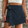 SOMER Womens 2025 Trendy Wrap Mini Skirts Elastic High Waist Ruffle Tie Knot Side Solid Skorts for Casual and Holiday
