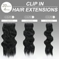 Jungle Wave Synthetic Clip in Hair Extensions 20 Inch 4Pcs Long Wavy Thick Hairpieces Double Weft Natural Hair Extensions for Women,Black
