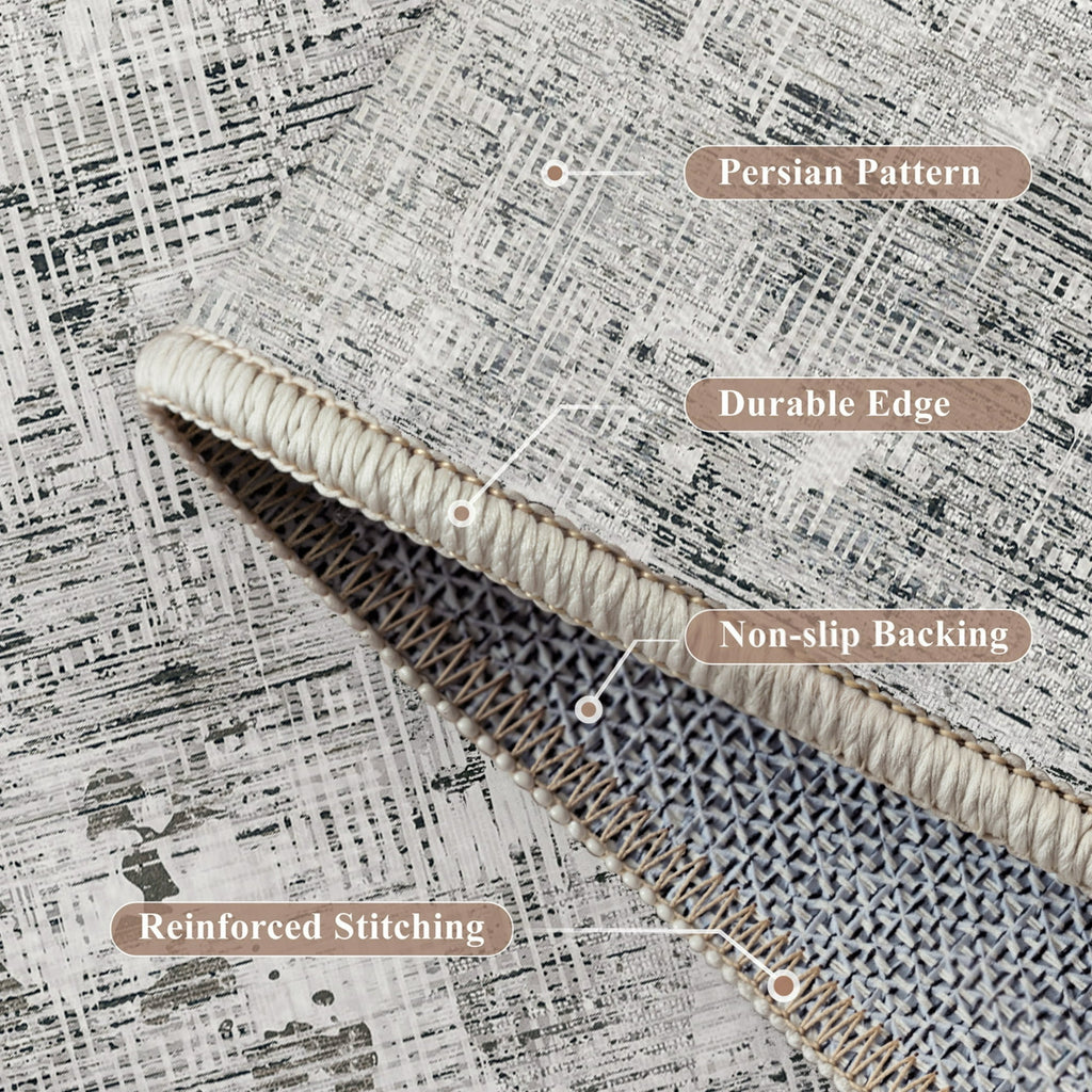 WIPONKEN 8x10 Area Rug for Living Room and Bedroom, Washable Modern Abstract Low-Pile Mat with Non-Slip Backing