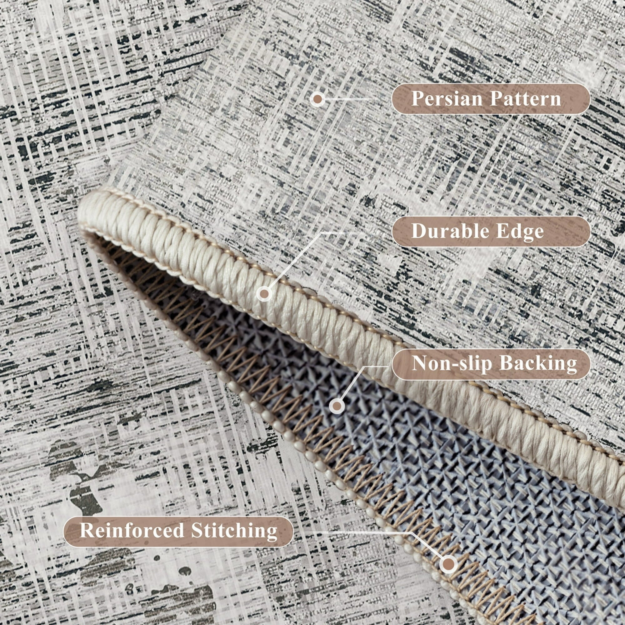 WIPONKEN 8x10 Area Rug for Living Room and Bedroom, Washable Modern Abstract Low-Pile Mat with Non-Slip Backing