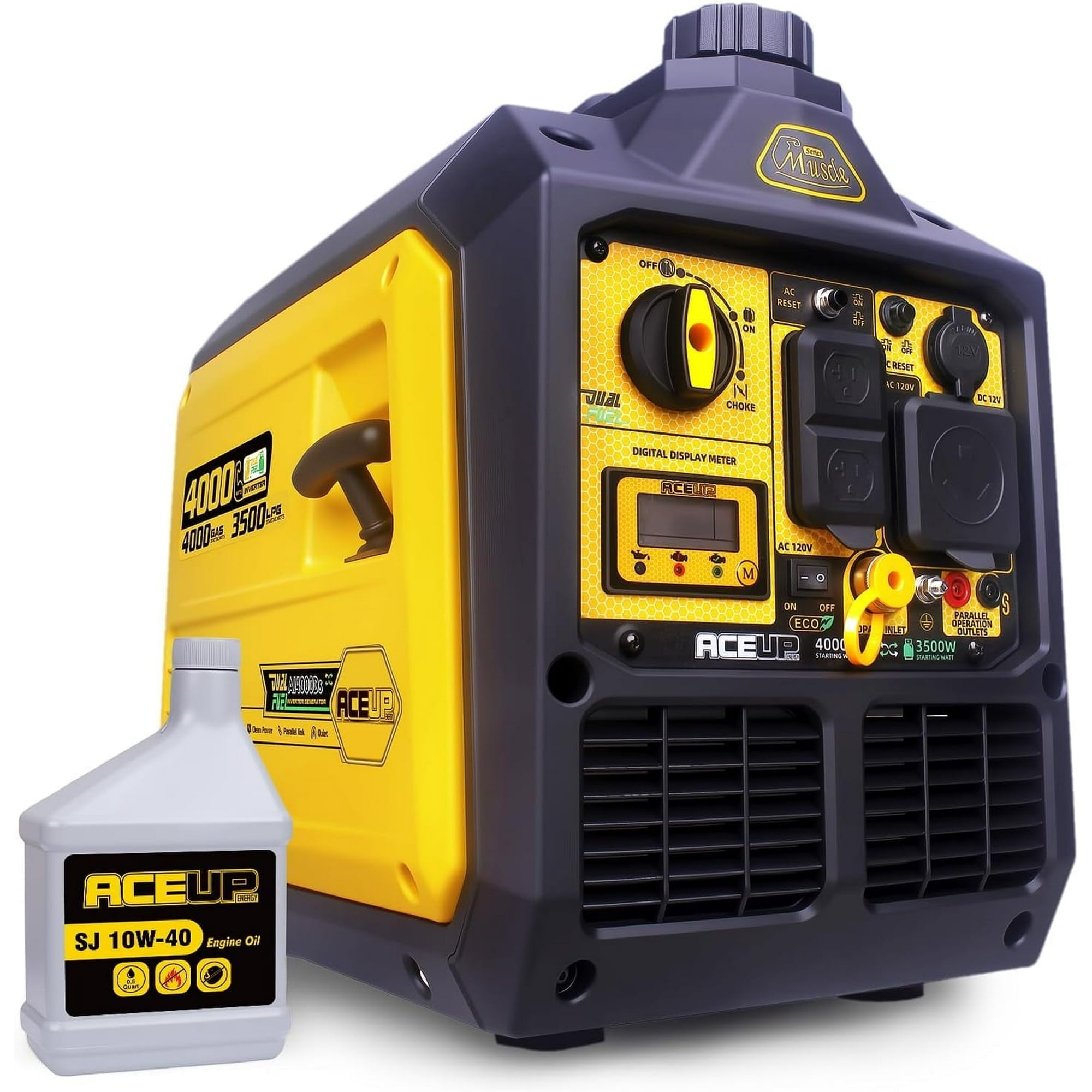 Aceup Energy 4000 Watt Dual Fuel Inverter Generator Portable Quiet, Gas and Propane Powered for Home, RV-Ready, EPA Compliant