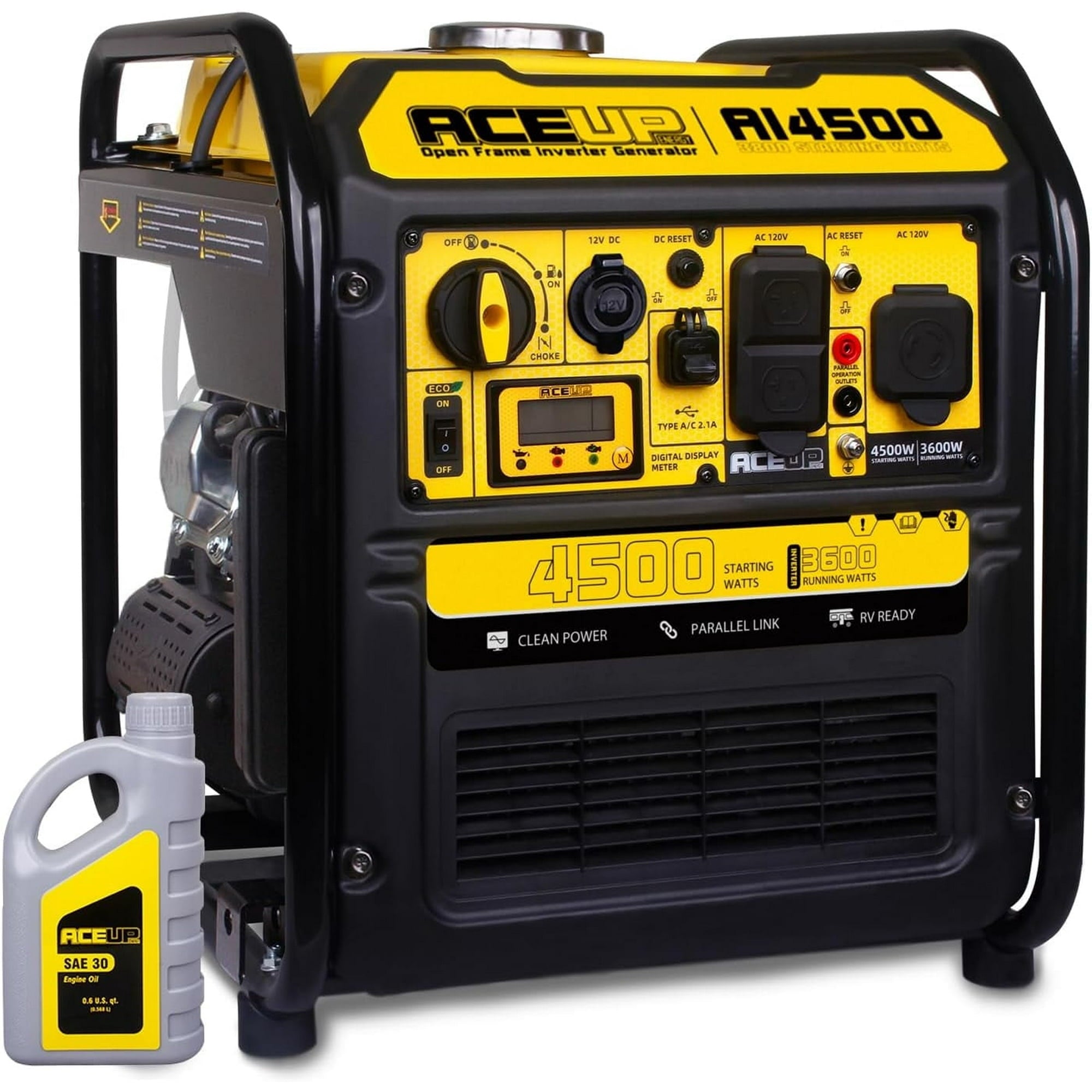 Aceup Energy 4500 Watt Open Frame Inverter Generator, Gas Generator 223CC RV-Ready, 4000W Generator EPA Compliant