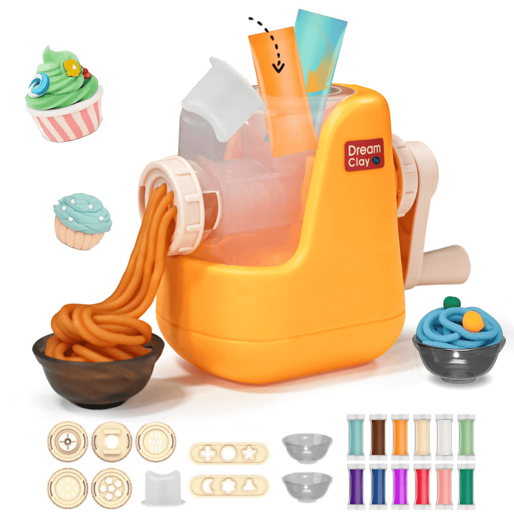 Noodle Maker Toy Set,Kids Toys Play Food with 12 Modeling Dough & Creative Molds, DIY Pretend Play Toys for Kids Ages 2-4, Gift for Girls and Boys