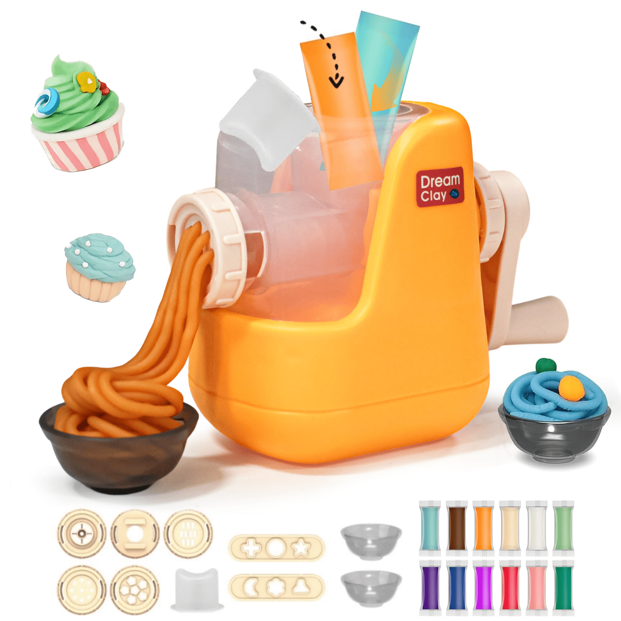 Noodle Maker Toy Set,Kids Toys Play Food with 12 Modeling Dough & Creative Molds, DIY Pretend Play Toys for Kids Ages 2-4, Gift for Girls and Boys
