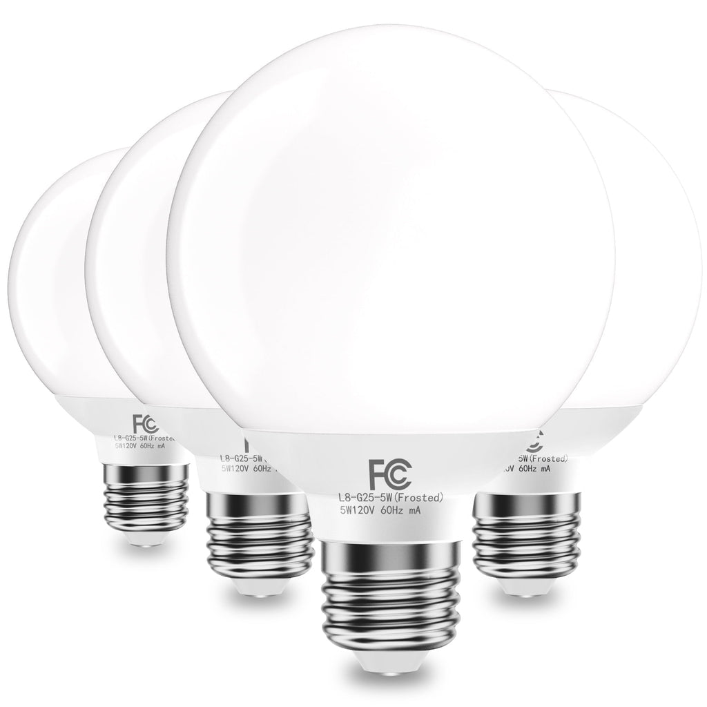 DAYBETTER G25 LED Light Bulbs, Round Light Bulbs , 40W LED Light Bulbs Equivalent, Daylight White 5000K, E26 Base, 450LM, Non-Dimmable, 4 pack.