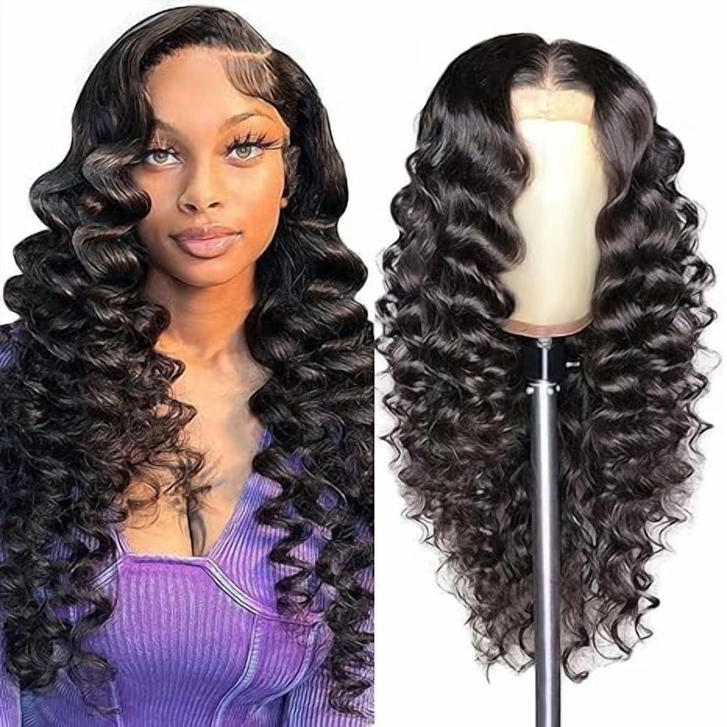 JUNGLE WAVE Deep Wave Lace Front Wigs, 13x4, Raw Human Hair, 200 Density, 26 Inch